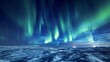 © Aain - A stunning aurora borealis display over a snowy tundra, with vibrant blue and green lights dancing across the dark night sky. 32k, full ultra hd, high resolution