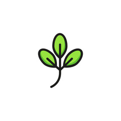 Wall Mural - Elm leaf. Flat thin line illustration. Plant, flora, foliage. Leaf concept. For nature, ecology, environment