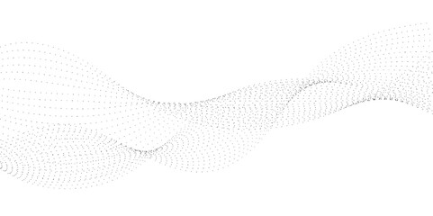 flowing wave dot particles halftone pattern black gradient curve shape isolated on transparent backg