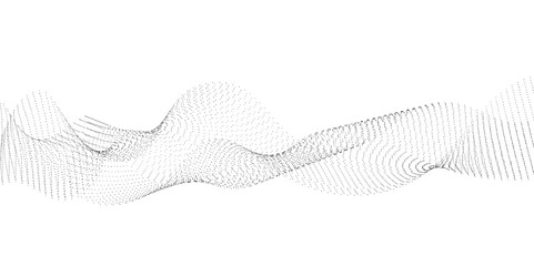 Poster - Halftone flowing wavy gradient dots shape isolated on transparent background. Digital future technology concept. Design for web design, music, cover, technology, science, data, banner, flayer, poster.