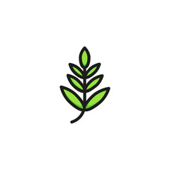 Wall Mural - Rowan leaf. Flat thin line illustration. Plant, flora, foliage. Leaf concept. For nature, ecology, environment