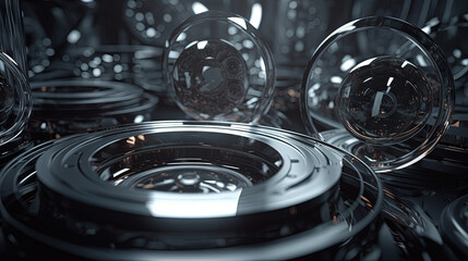 Aufkleber - Technology abstract background with hud styled round interface elements in neon tech light.