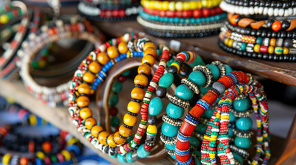 South african jewelry. Closeup of intricate bead work for sale