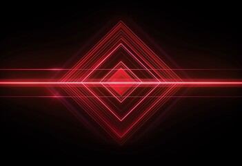 Aufkleber - Red Glowing Lines on Black Background with Copy Space: Diamond Shaped Design in Line Style