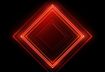 Aufkleber - Red Glowing Lines on Black Background: Copy Space for Text with Diamond-Shaped Design in Line Style.