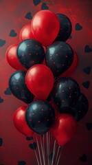 Poster - Red and Black Balloons Painting