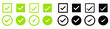 © Vector Elements - Check mark icon vector set. Check box icon with right or yes checkmark icons. Tick box, checkbox symbol sign vector illustration.