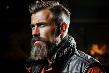 Wall Mural - Portrait of a bearded man with stylish haircut.