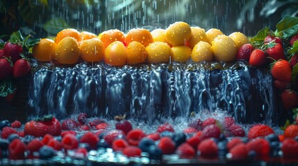 Wall Mural - Berry Blast: A Symphony of Splashing Fruits