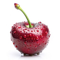 Wall Mural - Red Apple With Water Droplets. Generative AI