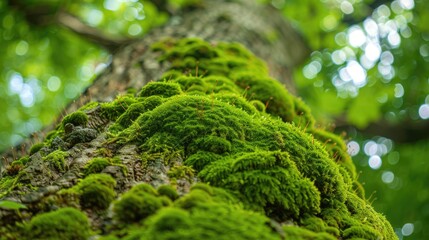 Poster - Abundant green moss coating a tree