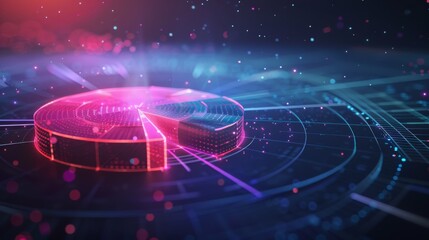 Aufkleber - Abstract background of a 3D pie chart floating in space, representing statistical data and numerical analysis in a futuristic and innovative way