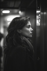 Poster - An elevator with a multi-language interface, accommodating international visitors,