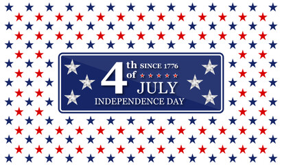 Poster - 4th of July Independence Day with national flag of United states. American flag and text on stars background for independence day.