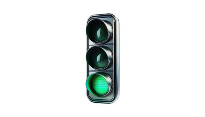 A traffic light with a green light at the bottom, on a transparent background