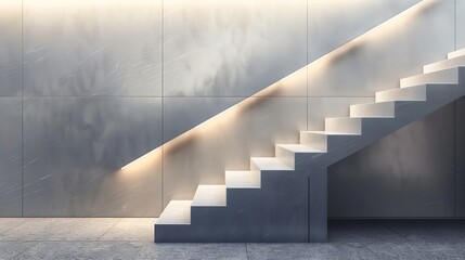 Wall Mural - a minimalist staircase with a clean, linear design and a series of recessed, wall-mounted lights