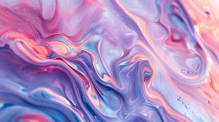 Wall Mural - An HD close-up of an abstract aesthetic wallpaper featuring swirling pastel colors and fluid shapes, creating a serene and dreamy visual effect