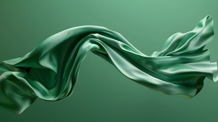 Wall Mural - twists green silk  on an isolated green background