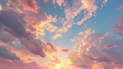 Blue sky ,white Clouds with moon scenery background 
