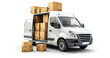 © Аrtranq - Box delivery van loaded with cardboard boxes