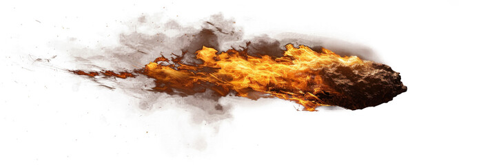 Wall Mural - Burning Asteroid in Space with Fiery Trail, Transparent Background
