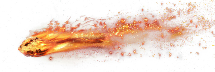 Wall Mural - Asteroids blazing through space with fiery trail