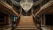 © Aeman - A grand double staircase with a large crystal chandelier hanging above
