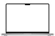© HaRsH - Realistic mockup of the latest Macbook Pro 16 inch blank screen personal by Apple Computers, screen, silver & black laptop color on isolated background. Apple Macbook 13'. PNG transparent image