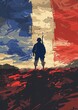 © THINGDSGN - Silhouette of soldier against abstract french flag background