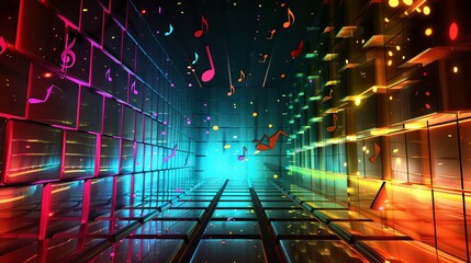 Wall Mural - a colorful room with musical notes and lights