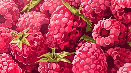 Wall Mural - A vibrant and detailed vector illustration of raspberries, showcasing their bright pink hues and juicy textures. 