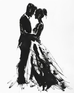 Whimsical Wedding Illustration for Romantic Invitations Generative AI