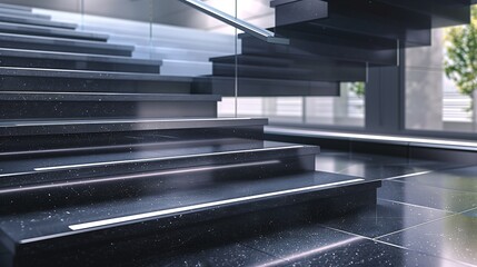 Wall Mural - a sleek staircase with a combination of matte and glossy finishes on the steps