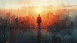 © Kanisorn - The visionary silhouette stood out against the dynamic cityscape with soft lighting, embodying minimal style and forward-thinking innovation.