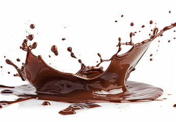 Photo of a splash of brown chocolate , cocoa splash , chocolate drink splash background