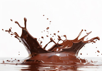 Photo of a splash of brown chocolate , cocoa splash , chocolate drink splash background