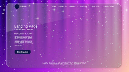 Wall Mural - modern trendy landing page vector design template. alien sky background