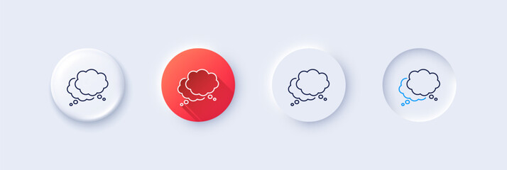 Aufkleber - Comic speech bubble line icon. Neumorphic, Red gradient, 3d pin buttons. Chat sign. Social media message symbol. Line icons. Neumorphic buttons with outline signs. Vector