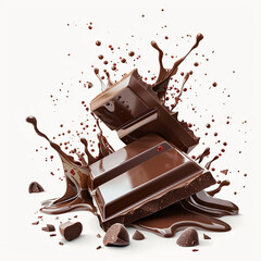 Wall Mural - Photo of a splash of brown chocolate , cocoa splash , chocolate drink splash background