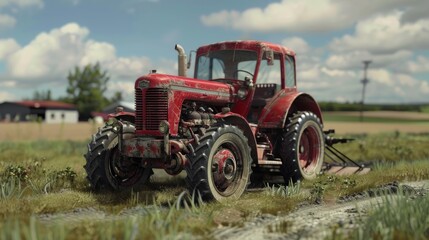 Wall Mural - An antique tractor show on a farm, celebrating agricultural history.