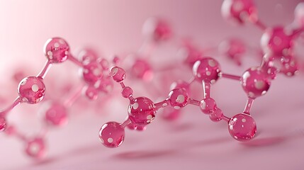 Wall Mural - A beautiful pentagon molecule filled with dots, placed against a soothing bright pink solid background.