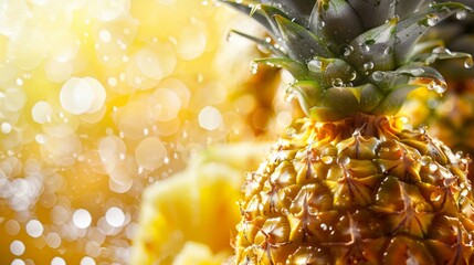 Wall Mural - A close up of a pineapple with a blurry background