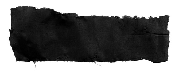 Wall Mural - A piece of torn black satin fabric on a white background. Isolate a crumpled piece of fabric