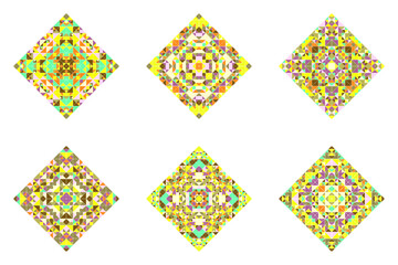 Poster - Ornate triangular mosaic square logo template collection -  geometrical polygonal geometric squa vector elements