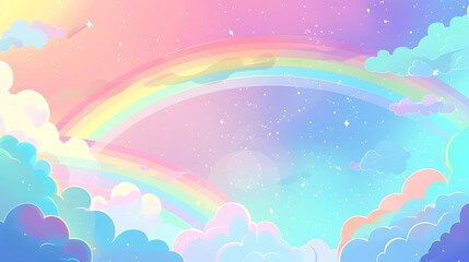 Naklejka na meble rainbow, sky, cloud, vector, nature, clouds, illustration, sun, summer, weather, art, design, cartoon, light, rain, colorful, blue, color, wallpaper, spring, moon, heaven, day, space, water