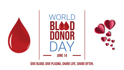 World Blood Donor Day banner, flyer, poster on white background. Donate blood save life. Blood donation concept for June 14. world blood donor day awareness vector, illustration design isolated