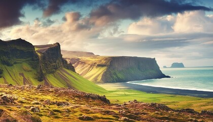 Wall Mural - south iceland beautiful nature dramatic landscape panorama view color toned filter
