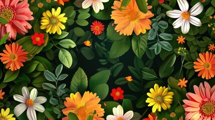 Sticker - Floral Summer Background Featuring Flowers