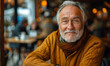 © Bartek - Happy Mature Man Enjoying Coffee in Cozy Cafe, Warm Atmosphere, Daytime, Relaxed Mood, Candid Portrait
