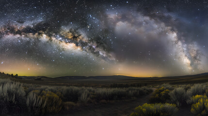 Wall Mural - A beautiful night sky with a large milky way